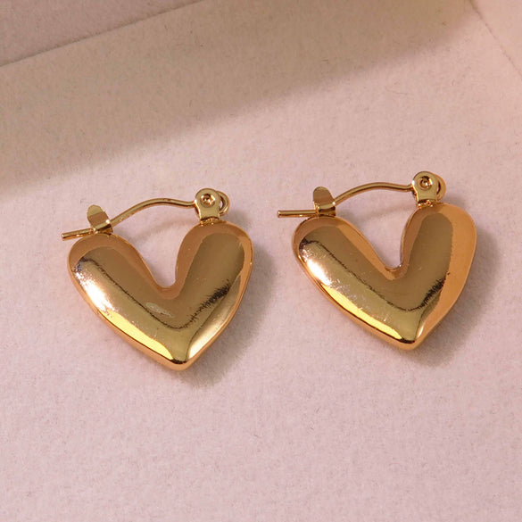 Light Luxury High Grade Electroplated Stainless Steel Solid Earrings With Love Geometric And Heart U Shaped Texture And Stainless Steel Ear Buckle