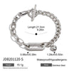 Light Luxury Highend Stainless Steel Bracelet For Women With Geometric Shape Heart Splicing And Electroplating 18K Cuban Chain Oval Chain Ot Clasp