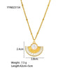 Light Luxury Inlaid Pearl Fanshaped Stainless Steel Earrings And Necklace With Electroplating Treatment For Women