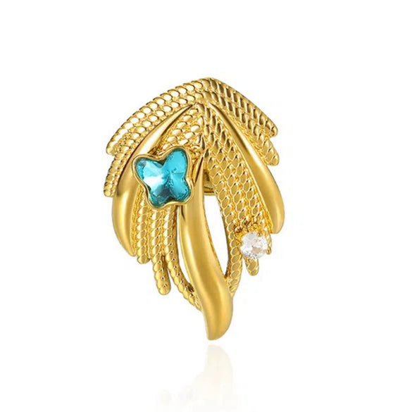 Light Luxury Irregular Vortex Flower Leaf Geometric Stainless Steel Electroplating Brooch For Women