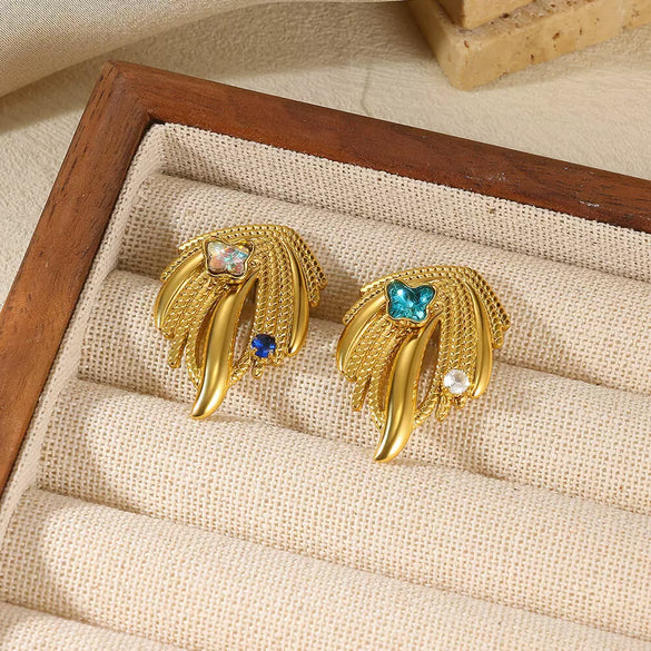 Light Luxury Irregular Vortex Flower Leaf Geometric Stainless Steel Electroplating Brooch For Women