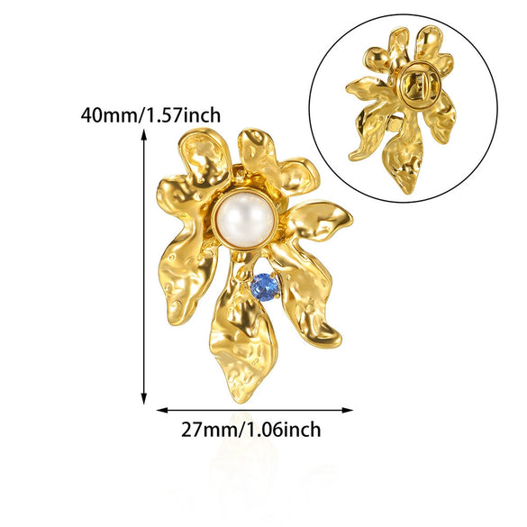 Light Luxury Irregular Vortex Flower Leaf Geometric Stainless Steel Electroplating Brooch For Women