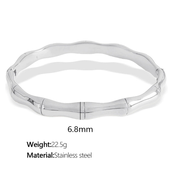 Light Luxury Jewelry Flat Bamboo Bracelet 316L Stainless Steel Goldplated