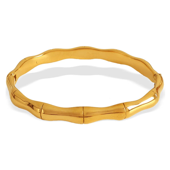 Light Luxury Jewelry Flat Bamboo Bracelet 316L Stainless Steel Goldplated