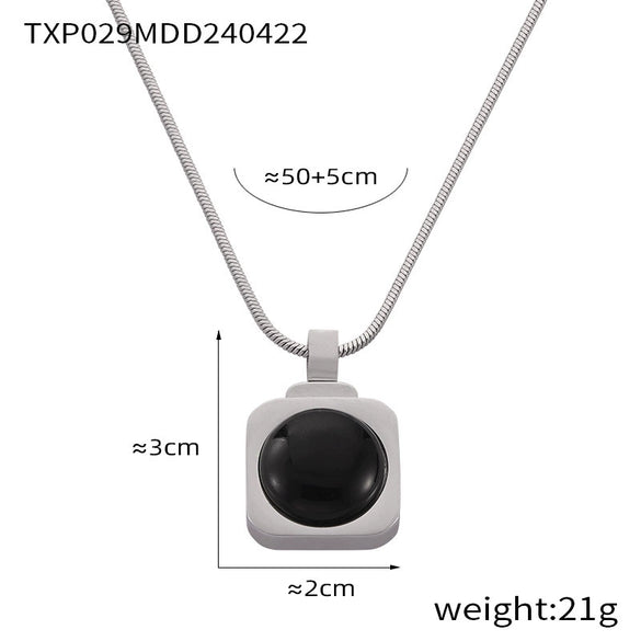 Light Luxury Jewelry Suit 316L Stainless Steel Inlaid With Tiger Eye Stone Retro Style Electroplating