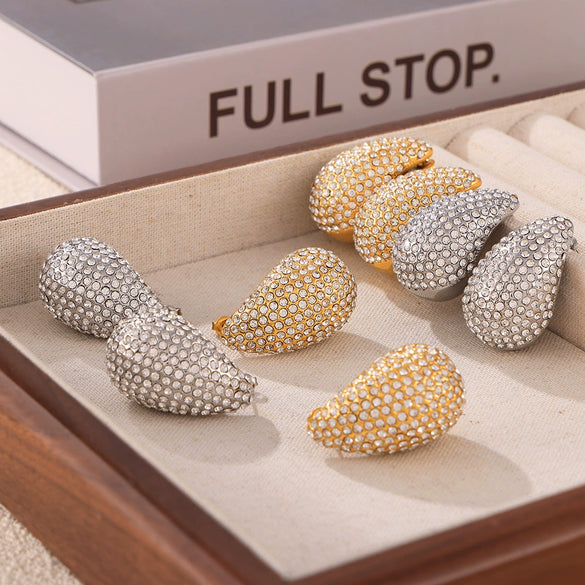 Light Luxury Jewelry 316L Stainless Steel Geometric Water Drop Shape Earrings With Electroplating Design