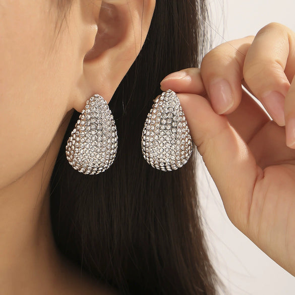 Light Luxury Jewelry 316L Stainless Steel Geometric Water Drop Shape Earrings With Electroplating Design