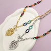 Light Luxury Leaves Pearl Pendant Stainless Steel Necklace Handmade With Acrylic Splicing And 14K Gold Electroplating