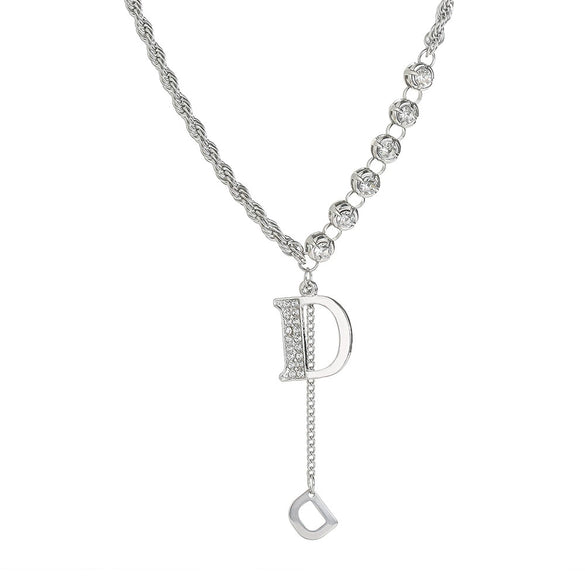 Light Luxury Letters Numbers Text Tassel Necklace Titanium Steel Alloy Electroplating Jewelry