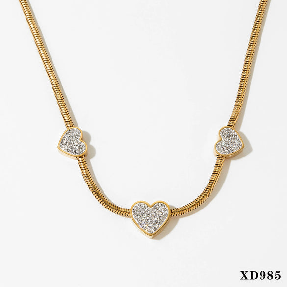 Light Luxury Love Heart Women's Jewelry Set With Stainless Steel Accessories Electroplated Bracelet And Necklace Featuring Love Water Drops And Bell Patterns