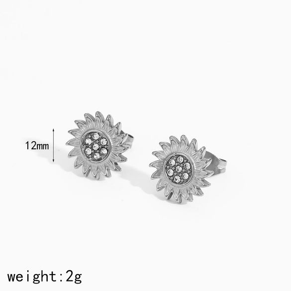 Light Luxury Microinlaid Zircon Flower Stainless Steel Electroplated Women's Earrings