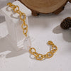 Light Luxury Minimalist Geometric Handmade Stainless Steel Real Gold Plated Pearl Bracelet For Women