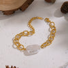 Light Luxury Minimalist Geometric Handmade Stainless Steel Real Gold Plated Pearl Bracelet For Women