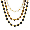 Light Luxury Natural Stone Tiger Eye Beads Stainless Steel Bamboo Ots Buckle Clavicle Necklace With Geometric Design And Electroplating