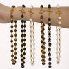 Light Luxury Natural Stone Tiger Eye Beads Stainless Steel Bamboo Ots Buckle Clavicle Necklace With Geometric Design And Electroplating