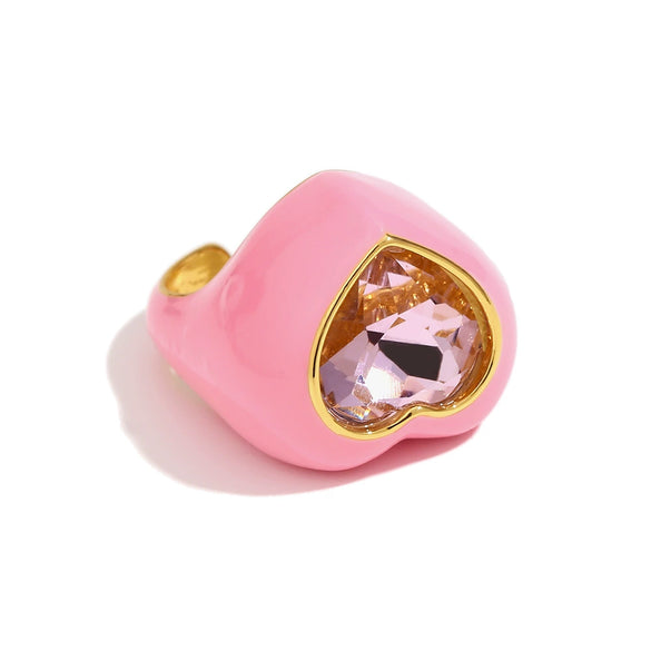 Light Luxury Natural Stone Titanium Steel Geometric Ring Stainless Steel Gold Plated Electroplating Jewelry For Women