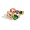 Light Luxury Natural Stone Titanium Steel Geometric Ring Stainless Steel Gold Plated Electroplating Jewelry For Women