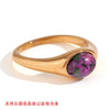 Light Luxury Natural Stone Titanium Steel Geometric Ring Stainless Steel Gold Plated Electroplating Jewelry For Women