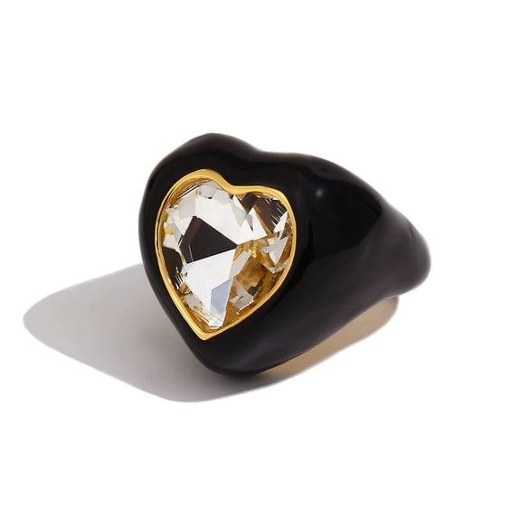 Light Luxury Natural Stone Titanium Steel Geometric Ring Stainless Steel Gold Plated Electroplating Jewelry For Women