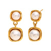 Light Luxury New Ear Jewelry For Women Stainless Steel Geometric Pearl Earrings 18K Gold Plated Electroplating