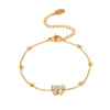 Light Luxury Niche Butterfly Bead Bracelet With Natural Fritillaria And 3A Zircon Titanium Steel Plated 18K True Gold Colorpreserving Women's Electroplated Animal Pattern