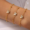 Light Luxury Niche Butterfly Bead Bracelet With Natural Fritillaria And 3A Zircon Titanium Steel Plated 18K True Gold Colorpreserving Women's Electroplated Animal Pattern