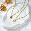 Light Luxury Niche Design Black And White Gem Metal Retro Twist Chain Necklace Titanium Steel Geometric Pattern Electroplating For Women