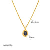 Light Luxury Niche Design Black And White Gem Metal Retro Twist Chain Necklace Titanium Steel Geometric Pattern Electroplating For Women