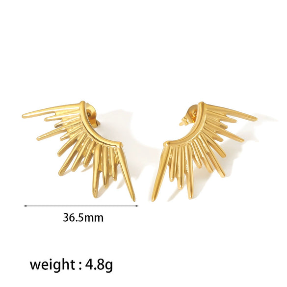 Light Luxury Niche Fashion Stainless Steel Geometric Earrings With Sun Light Pendant And Electroplating Treatment