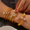 Light Luxury Niche Geometric Multilayer 316L Stainless Steel Electroplated Bracelet With Diamond Design