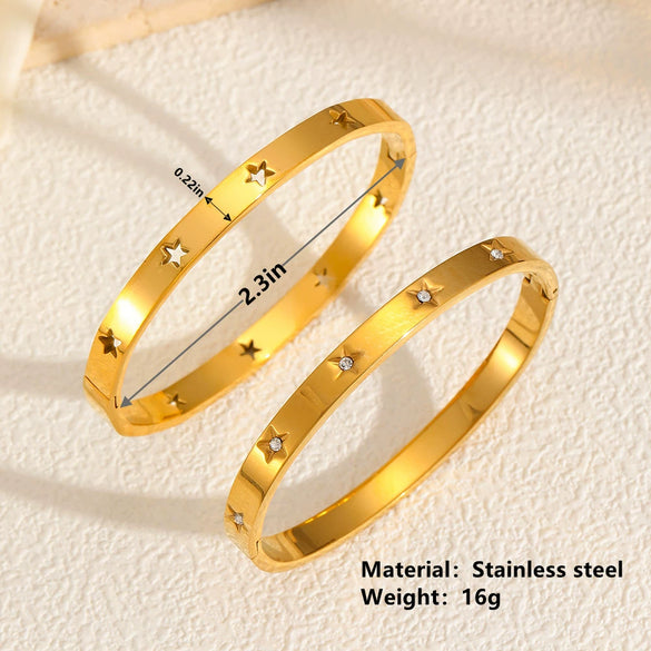 Light Luxury Niche Star Diamond Bracelet Titanium Steel Hollow Buckle For Women Polish Style