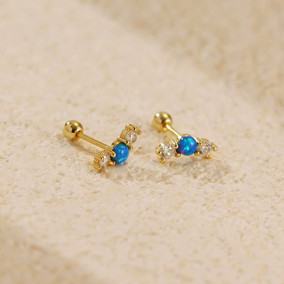 Light Luxury Opal Earrings 925 Silver Geometric Electroplated For Women
