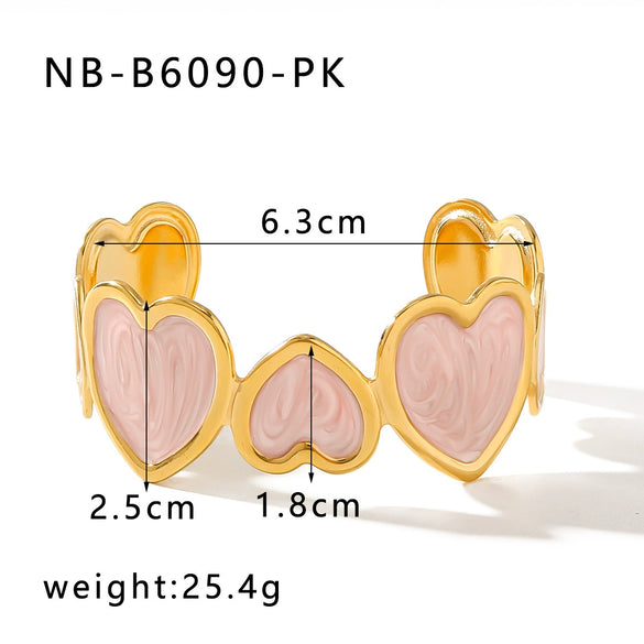 Light Luxury Open Color Love Shaped Oil Titanium Steel And Stainless Steel Electroplated Bracelet