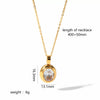 Light Luxury Oval Zircon Stainless Steel Necklace Earrings With Geometric Design And Electroplating