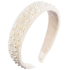 Light Luxury Pearl Headband For Women Handmade Vintage Wide Brim Hair Accessory Bride Headwear