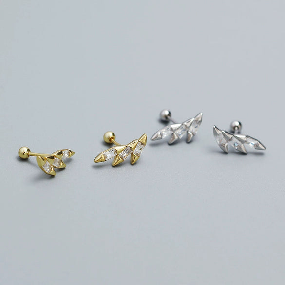 Light Luxury Puncture Stud Earrings 925 Silver Geometric Ins Style Electroplated For Women