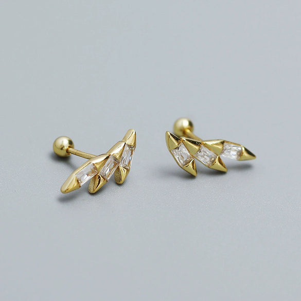 Light Luxury Puncture Stud Earrings 925 Silver Geometric Ins Style Electroplated For Women