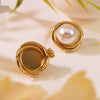 Light Luxury Retro Court Style Spiral Metal Round Bead Stainless Steel Women's Earrings With Polishing Geometric Design