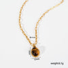 Light Luxury Retro Doublelayered Unisex Necklace With Goldplated Titanium Steel Cross And Tiger Eye Stone Pendant Featuring Geometric Stacking Style And Letter Number Text Patterns