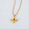 Light Luxury Retro Doublelayered Unisex Necklace With Goldplated Titanium Steel Cross And Tiger Eye Stone Pendant Featuring Geometric Stacking Style And Letter Number Text Patterns