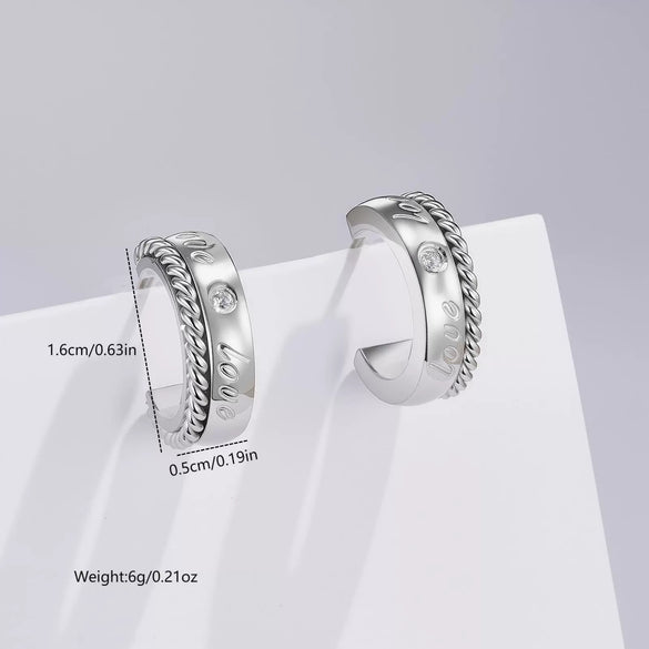 Light Luxury Retro Geometric Cshaped Vacuum Plated Stainless Steel Earrings For Women