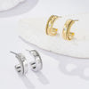 Light Luxury Retro Geometric Cshaped Vacuum Plated Stainless Steel Earrings For Women