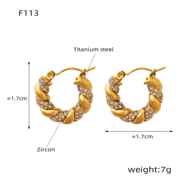 Light Luxury Retro Twist U Shaped Geometric Earrings In Environmental Protection Titanium Steel With Electroplating