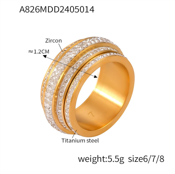Light Luxury Ring With Freshwater Pearl 316L Stainless Steel Gold Plated Inlay Geometric Heart Design