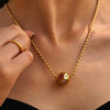Light Luxury Round Ball Inlaid Colorful Zircon Beads Collarbone Necklace Stainless Steel Geometric Electroplated Jewelry