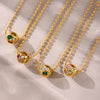 Light Luxury Round Ball Inlaid Colorful Zircon Beads Collarbone Necklace Stainless Steel Geometric Electroplated Jewelry
