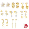 Light Luxury S925 Silver Fourleaf Clover Water Drop Pearl Zircon Allmatch Stacked Earrings