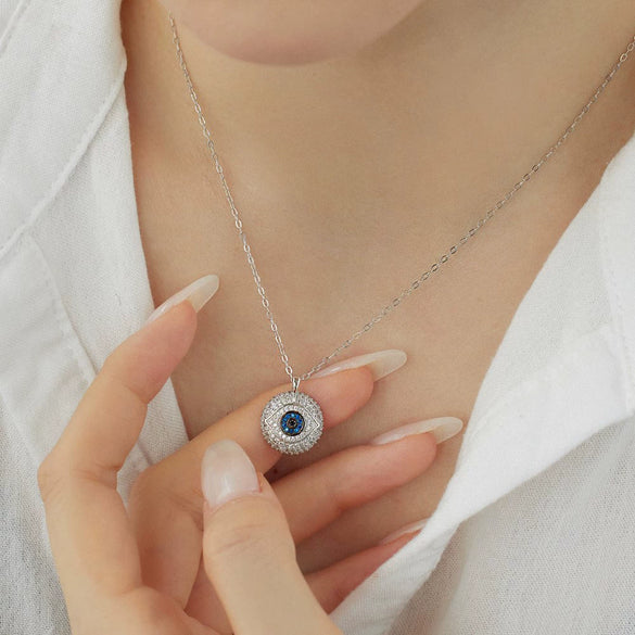 Light Luxury S925 Sterling Silver Disc Necklace For Women With Geometric Design And Electroplating Treatment