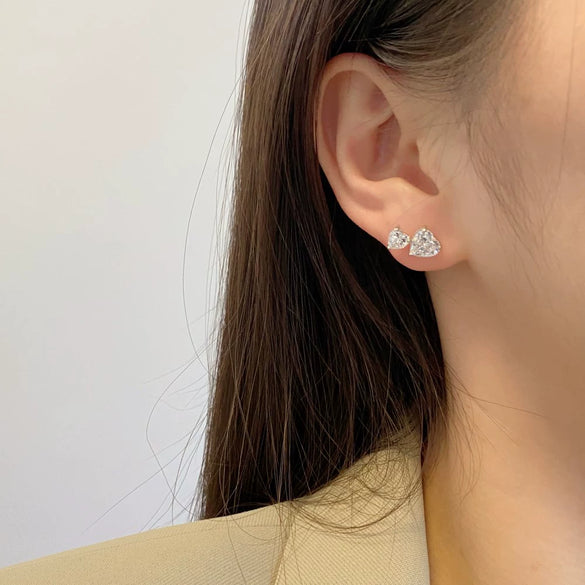Light Luxury S925 Sterling Silver Earrings With Zircon Inlaid Geometric Design For Women