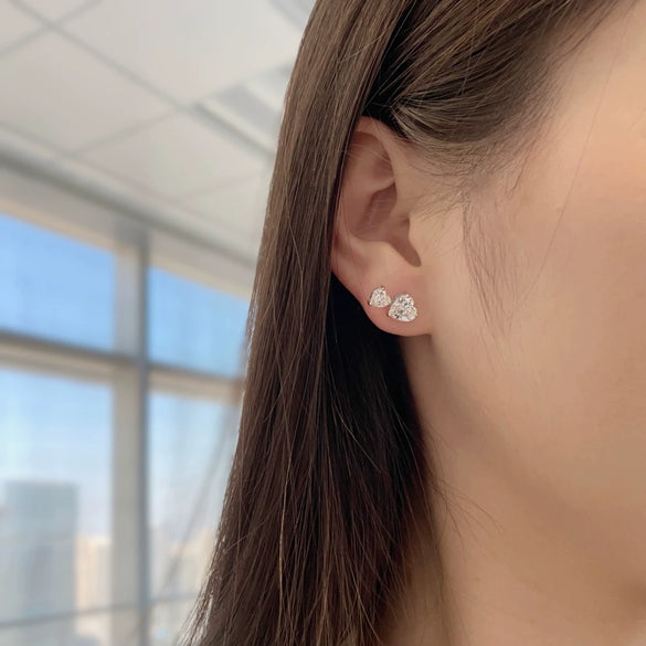 Light Luxury S925 Sterling Silver Earrings With Zircon Inlaid Geometric Design For Women